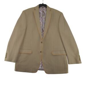 Van Heusen Studio Blazer Men’s 2 Button Sport Coat Tan Paisley Lined Retro Vtg